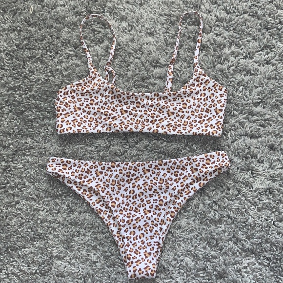 SHEIN Leopard Bikini 3 Piece Set with Coverup M - Picture 1 of 6